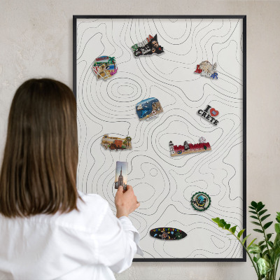 Wandbord voor magneten in een zwarte lijst Geometrische elegantie