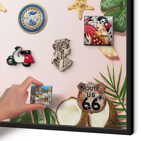 Wandbord voor magneten in een zwarte lijst Tropische vakantie
