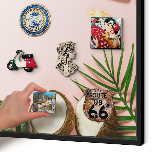 Wandbord voor magneten in een zwarte lijst Tropische vakantie