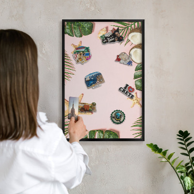 Wandbord voor magneten in een zwarte lijst Tropische vakantie