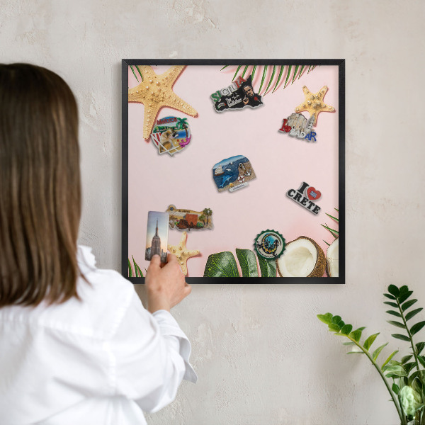 Wandbord voor magneten in een zwarte lijst Tropische vakantie