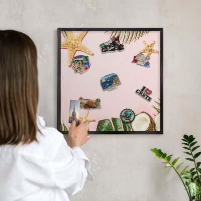Wandbord voor magneten in een zwarte lijst Tropische vakantie