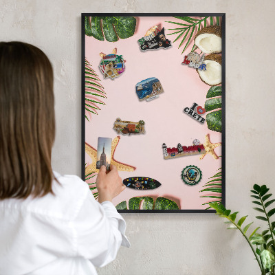 Wandbord voor magneten in een zwarte lijst Tropische vakantie