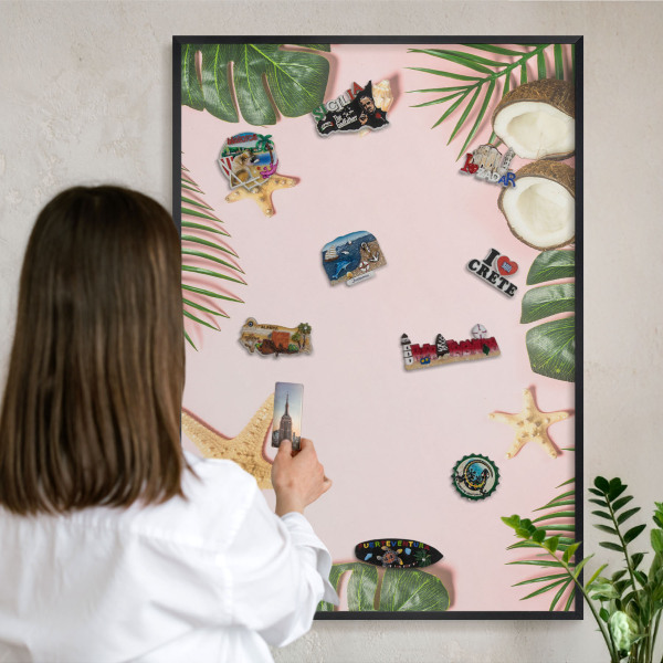 Wandbord voor magneten in een zwarte lijst Tropische vakantie