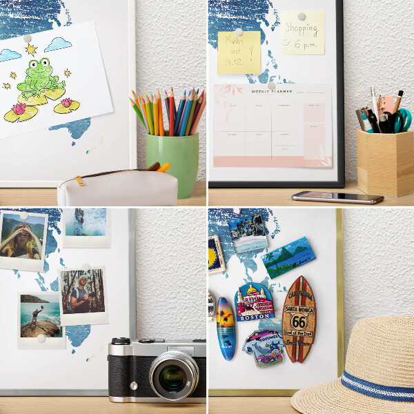 Wandbord voor magneten in een zwarte lijst Aquarelkaart