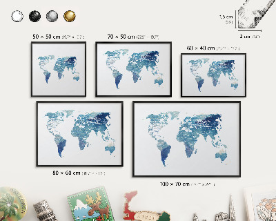Wandbord voor magneten in een zwarte lijst Aquarelkaart