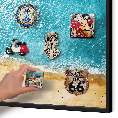 Wandbord voor magneten in een zwarte lijst Zee en strand