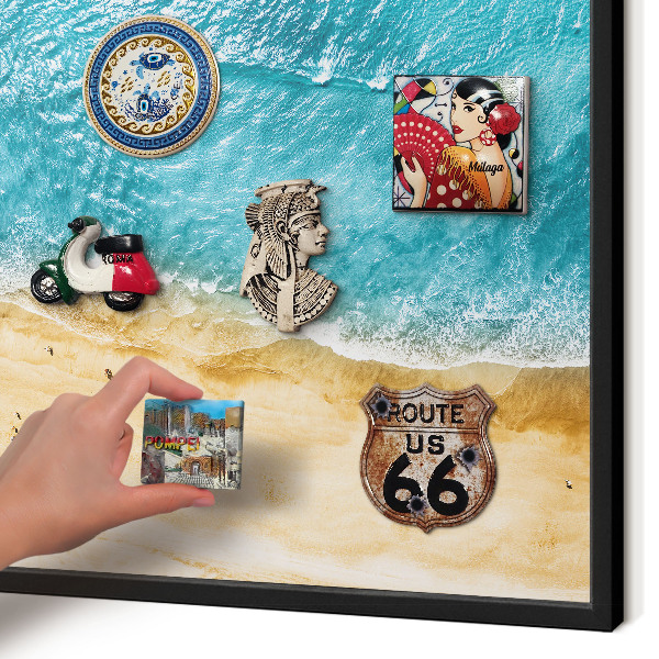 Wandbord voor magneten in een zwarte lijst Zee en strand