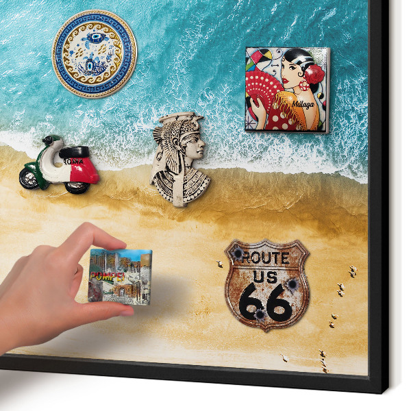 Wandbord voor magneten in een zwarte lijst Zee en strand