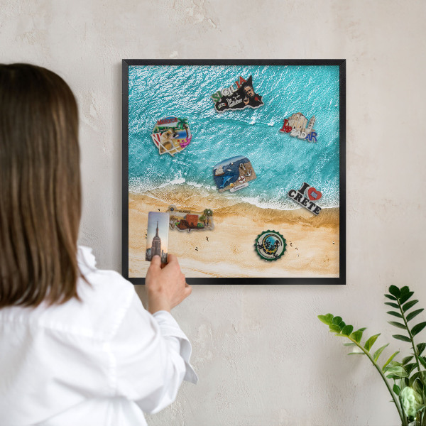 Wandbord voor magneten in een zwarte lijst Zee en strand