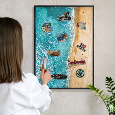 Wandbord voor magneten in een zwarte lijst Zee en strand
