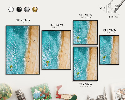 Wandbord voor magneten in een zwarte lijst Zee en strand