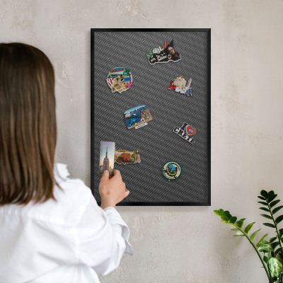 Wandbord voor magneten in een zwarte lijst Geometrische textuur