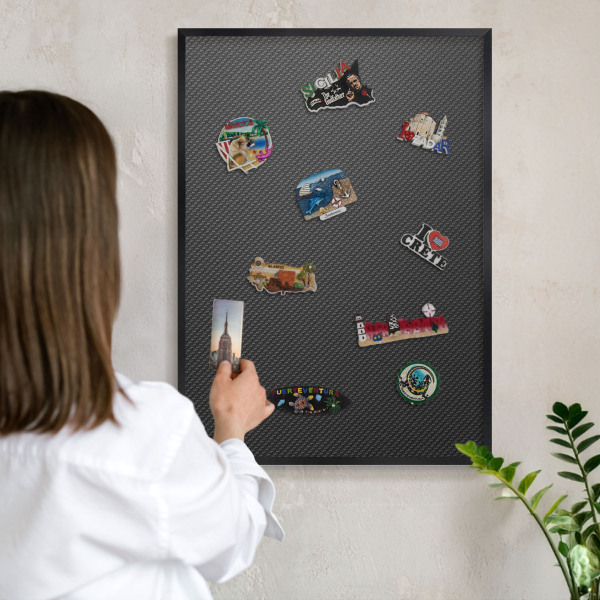Wandbord voor magneten in een zwarte lijst Geometrische textuur