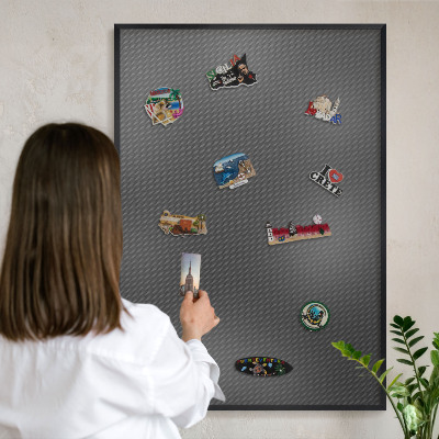 Wandbord voor magneten in een zwarte lijst Geometrische textuur