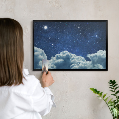 Wandbord voor magneten in een zwarte lijst Kosmische nacht