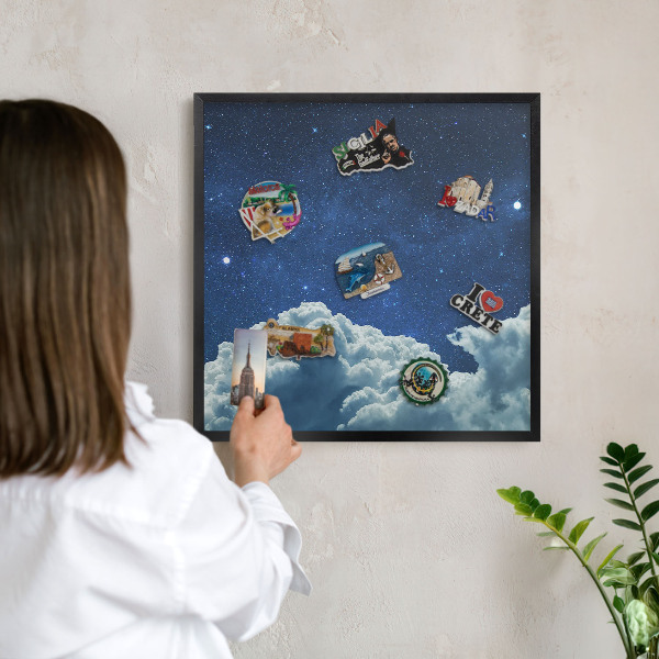 Wandbord voor magneten in een zwarte lijst Kosmische nacht