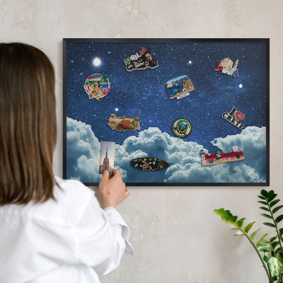 Wandbord voor magneten in een zwarte lijst Kosmische nacht