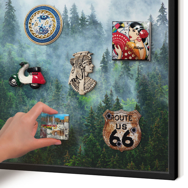 Wandbord voor magneten in een zwarte lijst Mysterieus bos