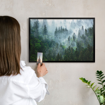 Wandbord voor magneten in een zwarte lijst Mysterieus bos