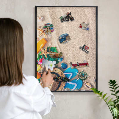 Wandbord voor magneten in een zwarte lijst Zomerse ontspanning