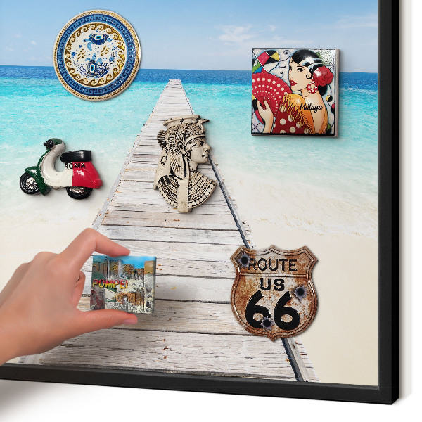 Wandbord voor magneten in een zwarte lijst Ocean Pier
