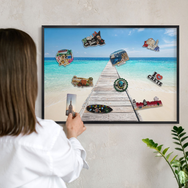 Wandbord voor magneten in een zwarte lijst Ocean Pier