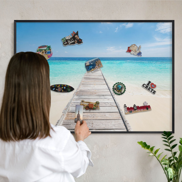 Wandbord voor magneten in een zwarte lijst Ocean Pier
