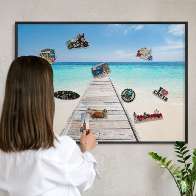 Wandbord voor magneten in een zwarte lijst Ocean Pier