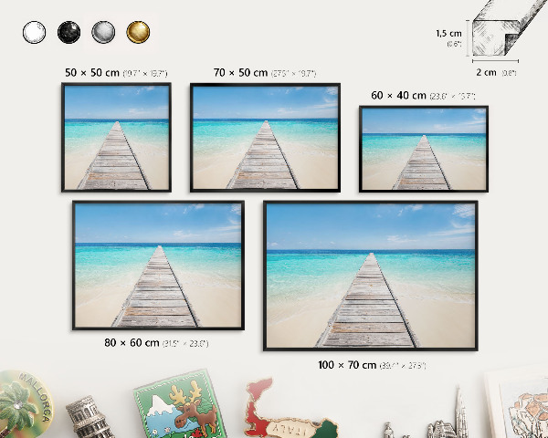 Wandbord voor magneten in een zwarte lijst Ocean Pier