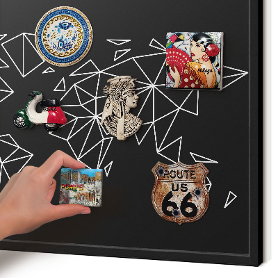 Wandbord voor magneten in een zwarte lijst Wereldkaart