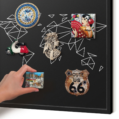Wandbord voor magneten in een zwarte lijst Wereldkaart