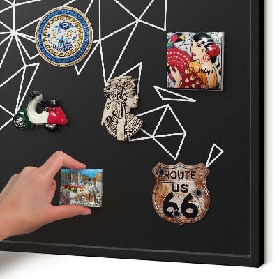 Wandbord voor magneten in een zwarte lijst Wereldkaart
