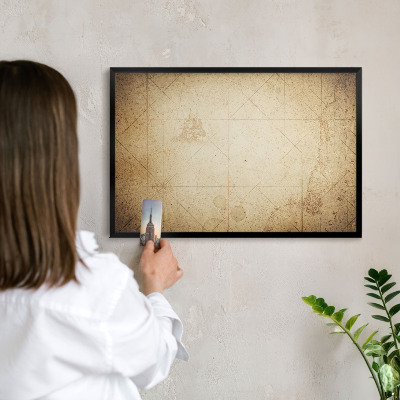 Wandbord voor magneten in een zwarte lijst Oude kaart