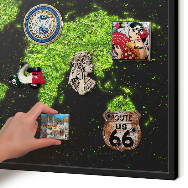 Wandbord voor magneten in een zwarte lijst Groene kaart