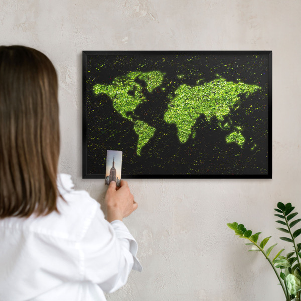 Wandbord voor magneten in een zwarte lijst Groene kaart