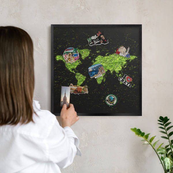 Wandbord voor magneten in een zwarte lijst Groene kaart