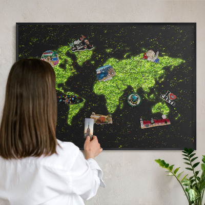 Wandbord voor magneten in een zwarte lijst Groene kaart