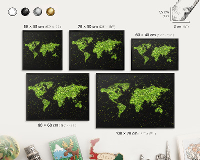 Wandbord voor magneten in een zwarte lijst Groene kaart