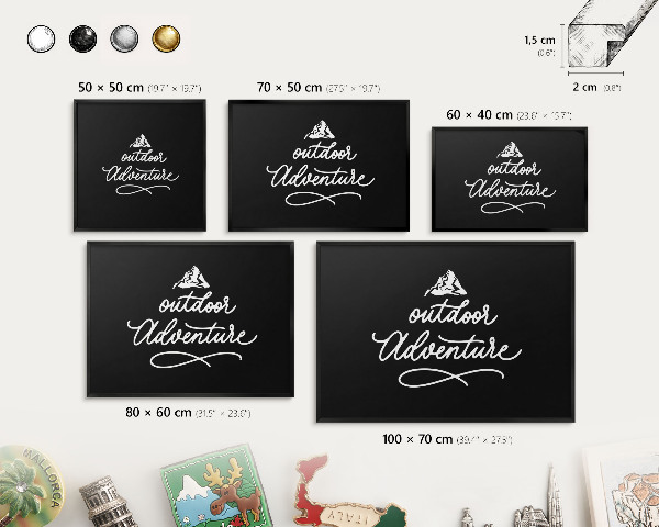 Metalen bord voor magneten met zwarte lijst Buitenavontuur
