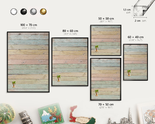 Wandbord voor magneten in een zwarte lijst Rustieke planken