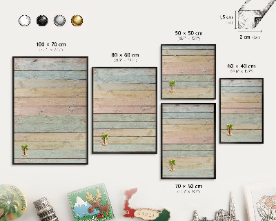 Wandbord voor magneten in een zwarte lijst Rustieke planken