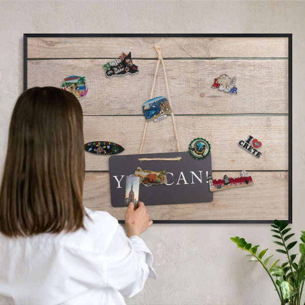 Wandbord voor magneten in een zwarte lijst Motivatie elke dag