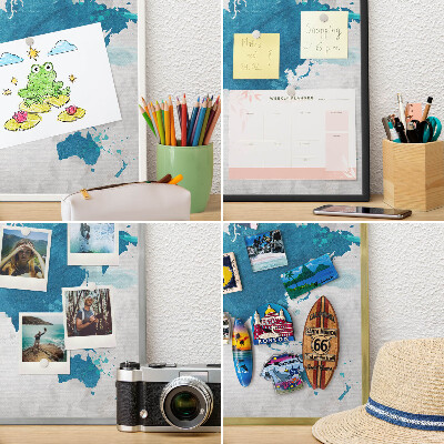 Wandbord voor magneten in een zwarte lijst Aquarelkaart