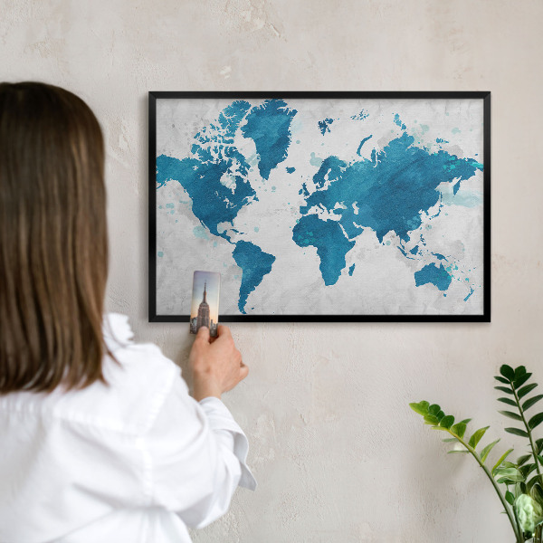 Wandbord voor magneten in een zwarte lijst Aquarelkaart
