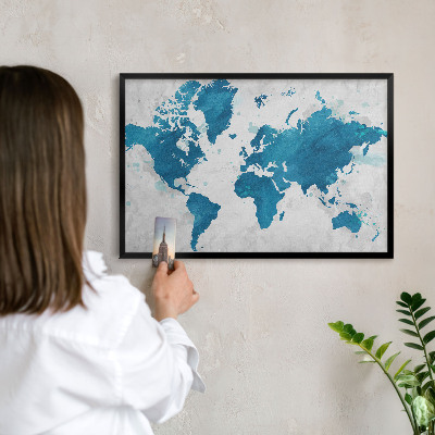 Wandbord voor magneten in een zwarte lijst Aquarelkaart