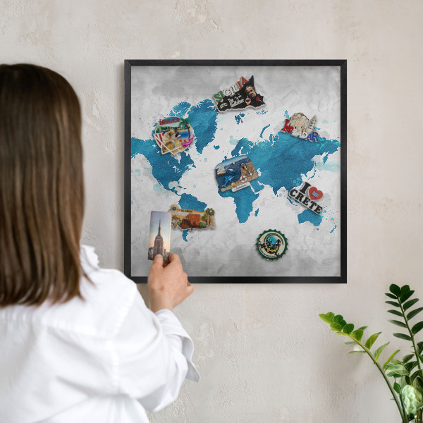 Wandbord voor magneten in een zwarte lijst Aquarelkaart