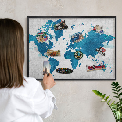 Wandbord voor magneten in een zwarte lijst Aquarelkaart