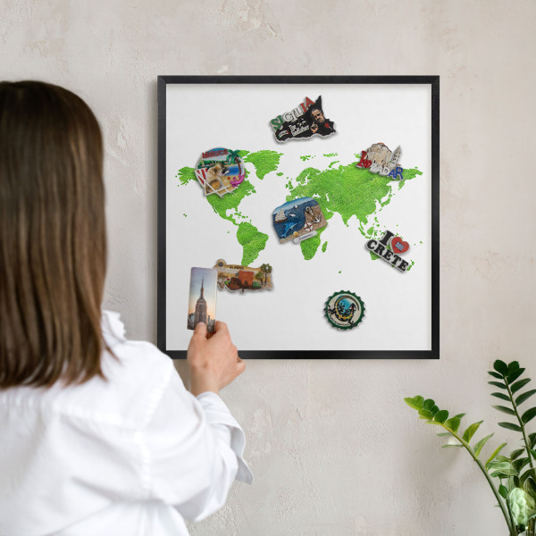 Wandbord voor magneten in een zwarte lijst Groene kaart