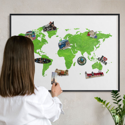 Wandbord voor magneten in een zwarte lijst Groene kaart